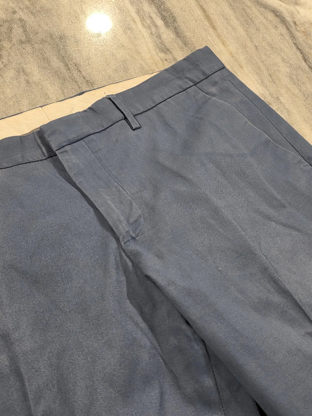 33x32 Men's Express Innovator Pants Mellow Blue Khaki Chino Cotton Flex Casual